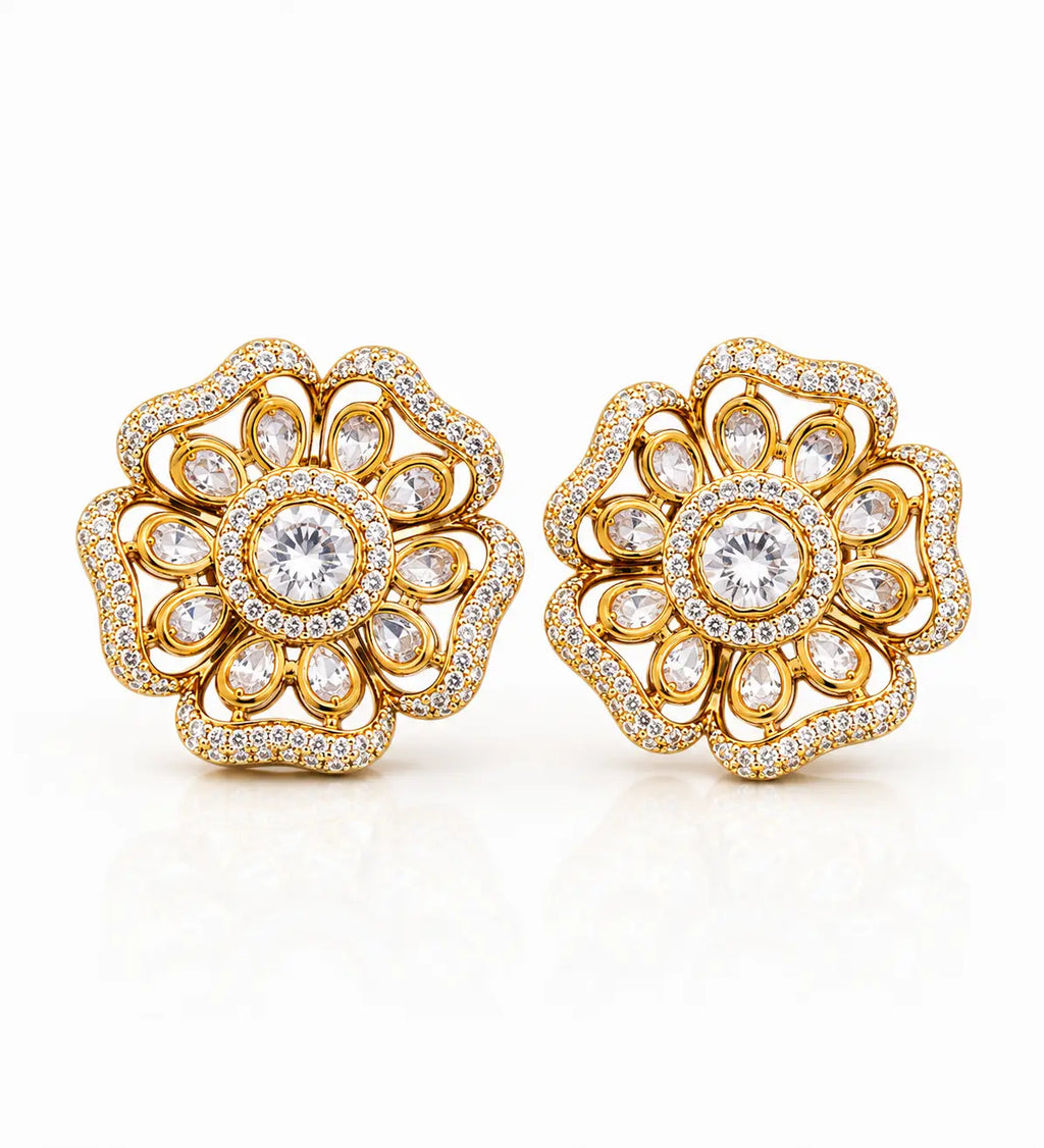 Aurelia Fleur Diamond Stud Earrings
