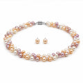 Aurielle Floating Pearl Necklace Set (Beige & Lavender Necklace)