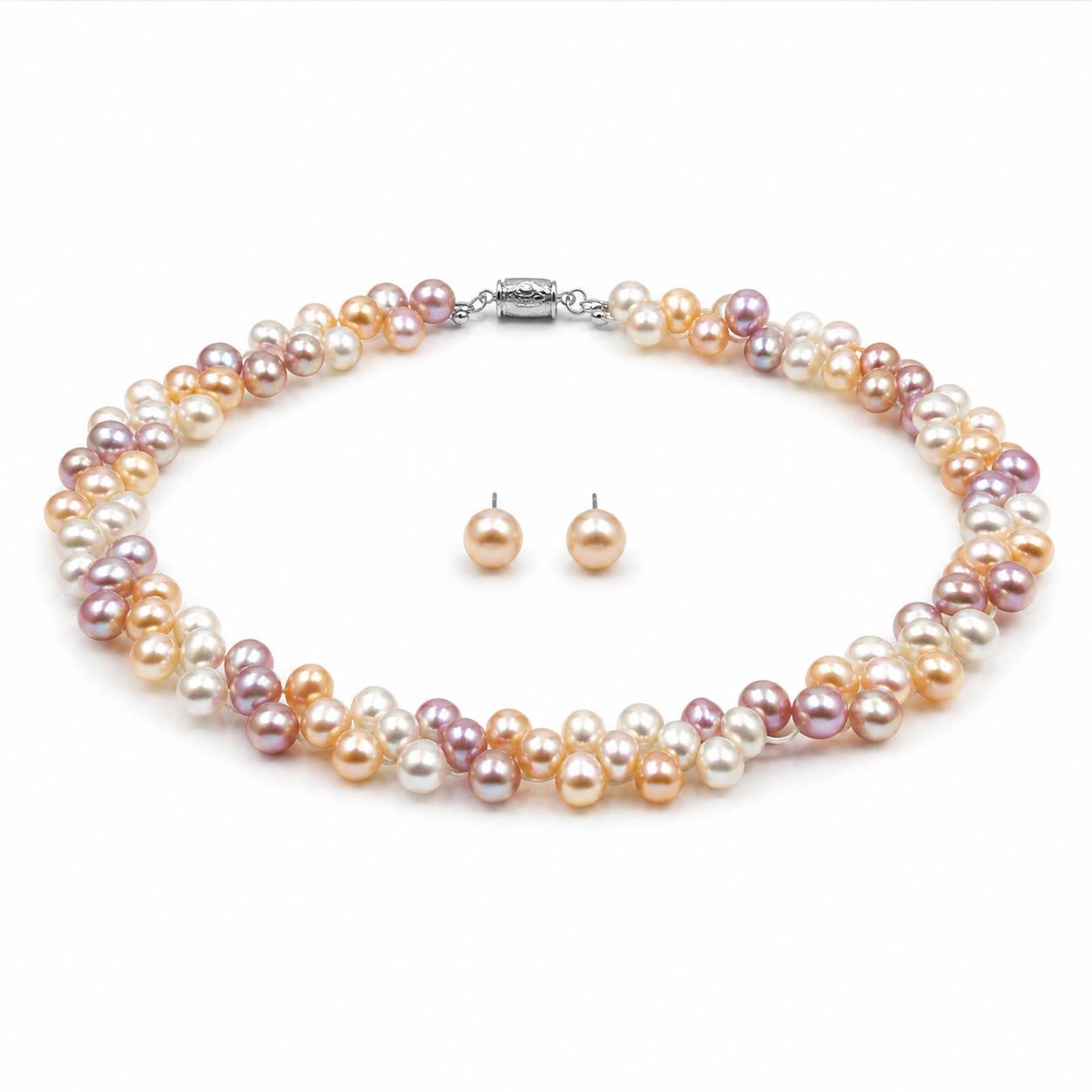 Aurielle Floating Pearl Necklace Set (Beige & Lavender Necklace)