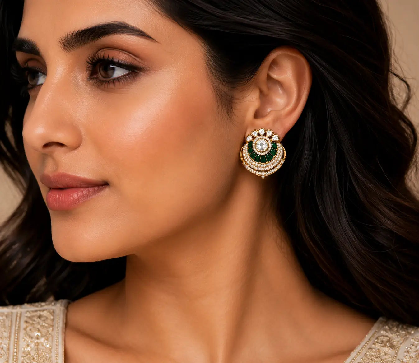 Emerald Royal Crescent Studs