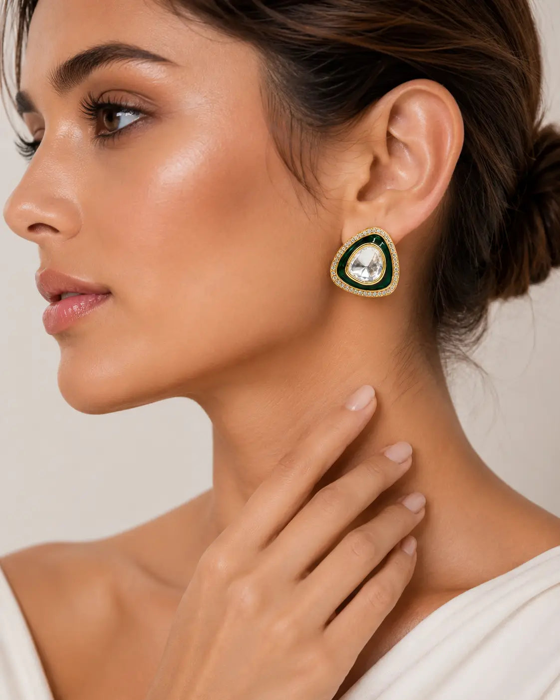 Emerald Oval Halo Studs