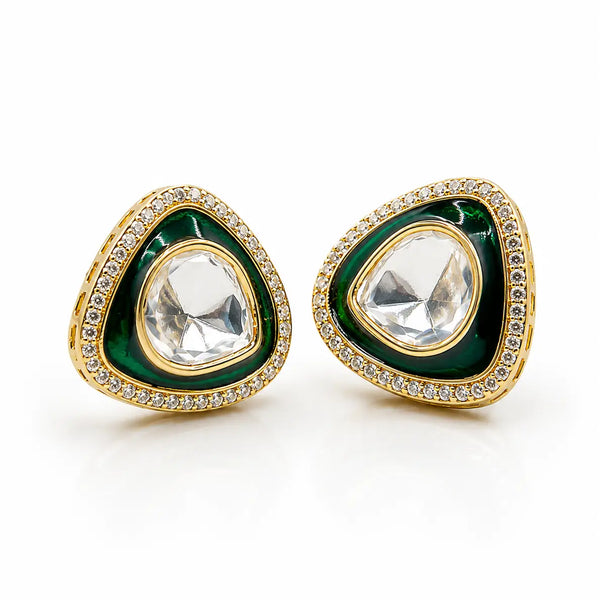 Emerald Oval Halo Studs