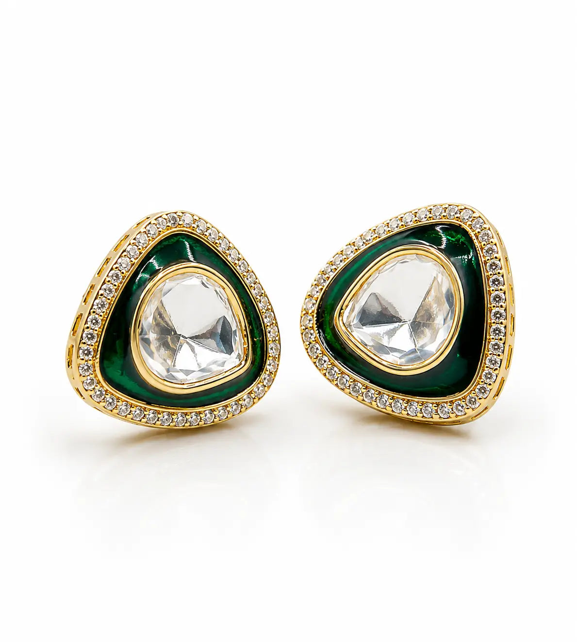 Emerald Oval Halo Studs