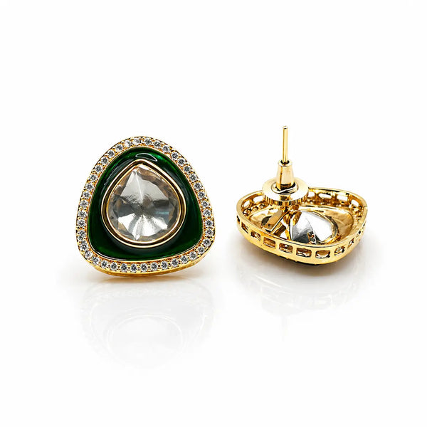 Emerald Oval Halo Studs