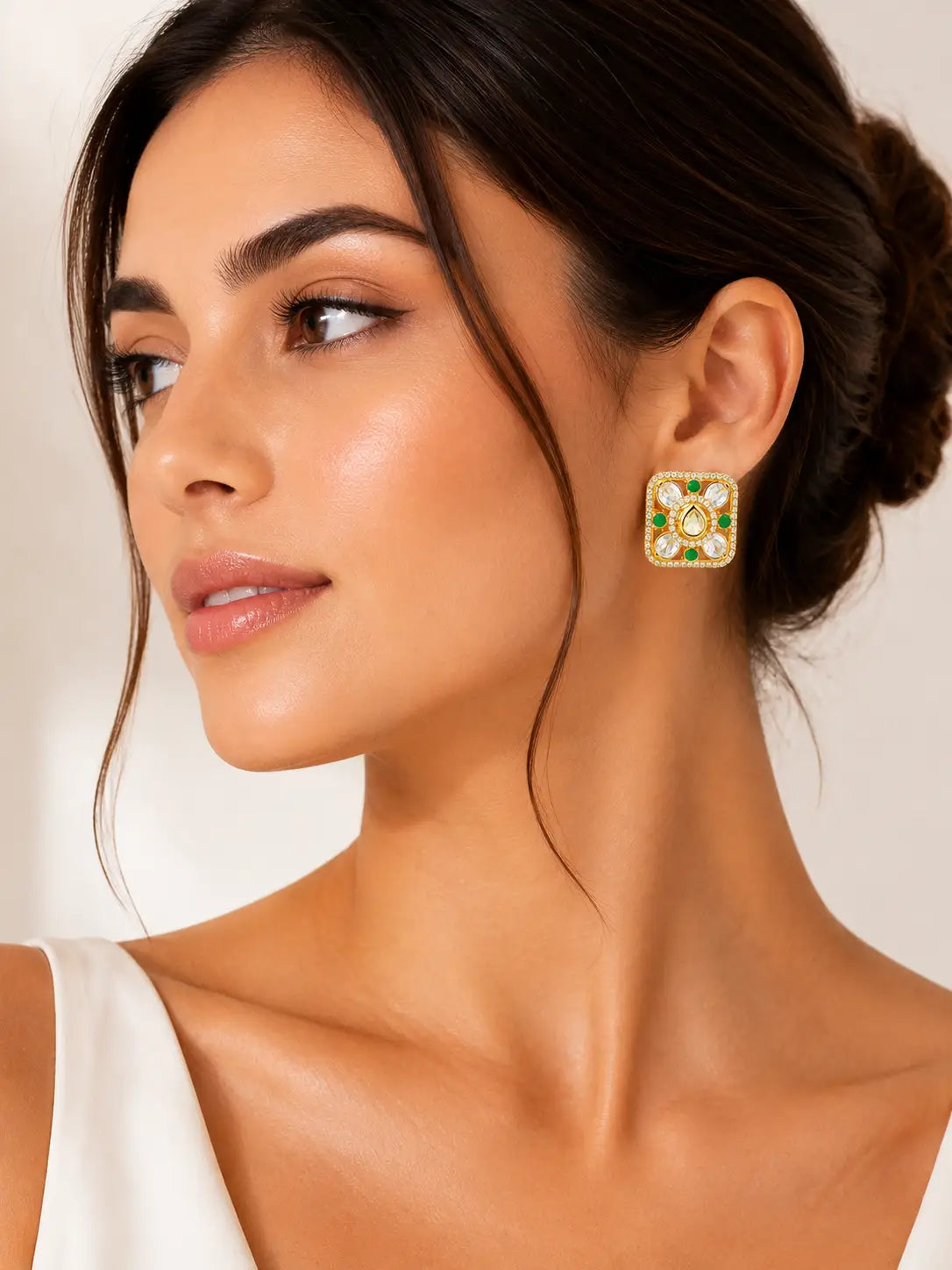 Emerald Radiance FLoral Earrings