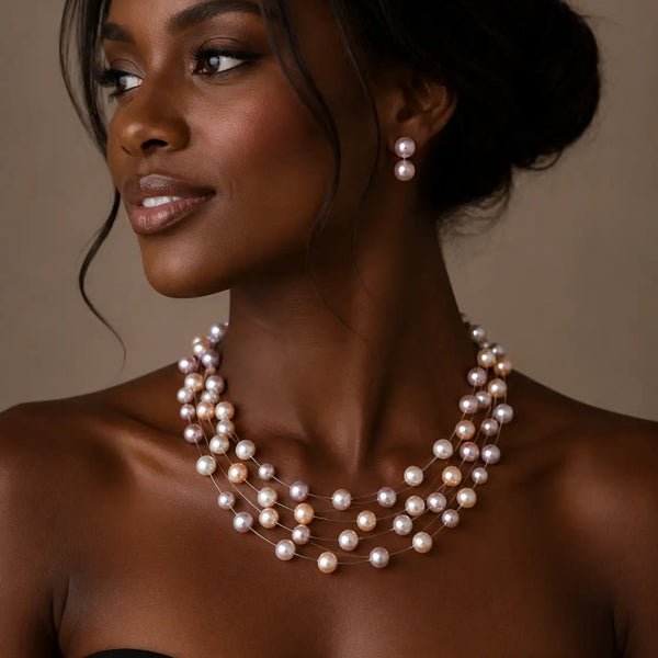 Lumiere Pastel Pearl Necklace (3 pearl necklace)