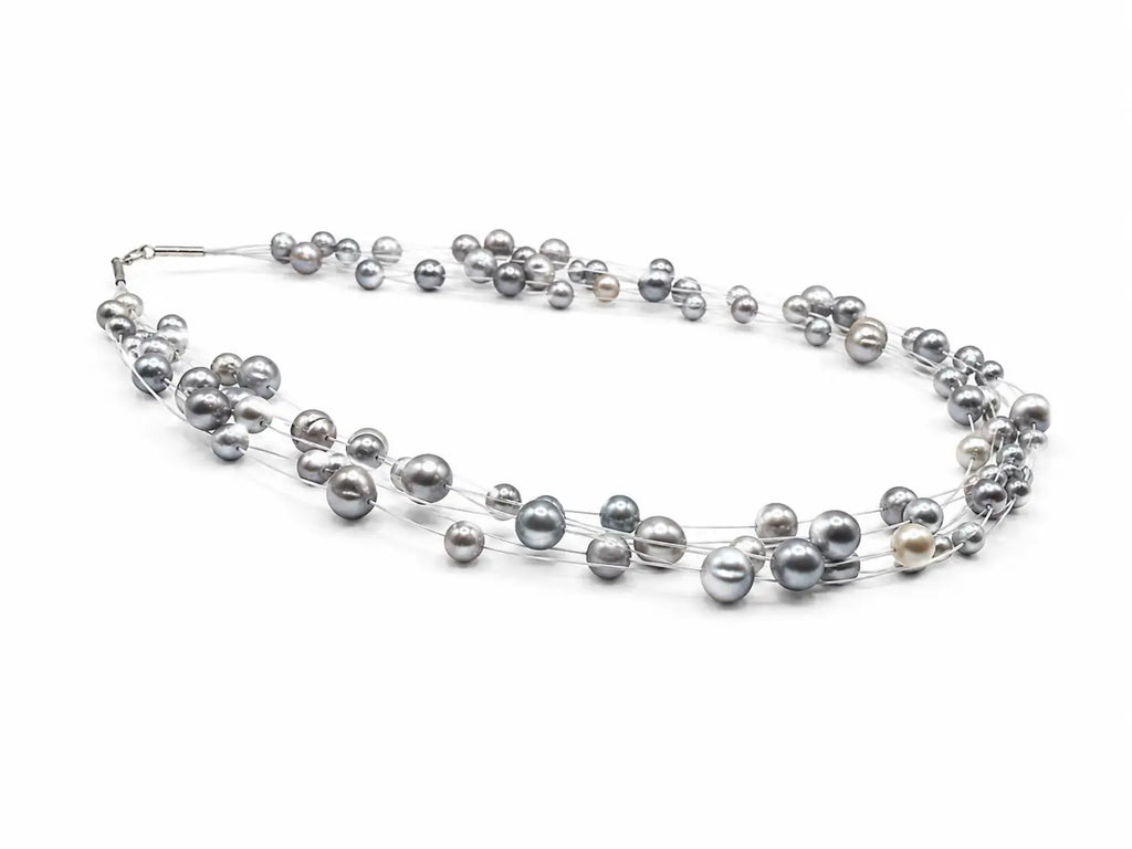 Noir Lumiere Floating Pearl Necklace Set (Grey)