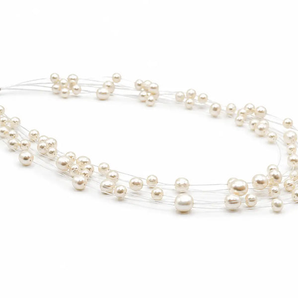 Noir Lumiere Floating Pearl Necklace Set (White)