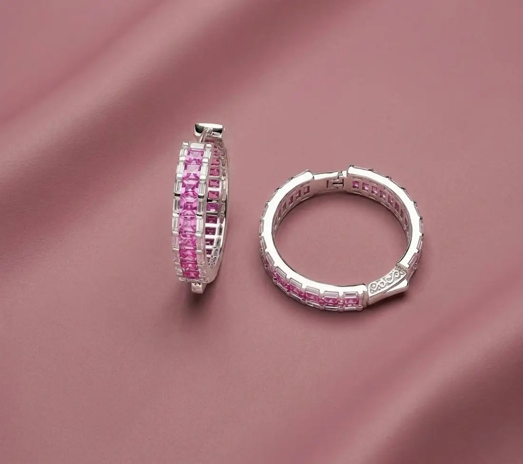 Pink Sapphire Hoops