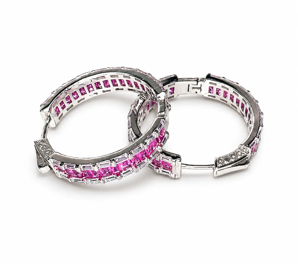 Pink Sapphire Hoops