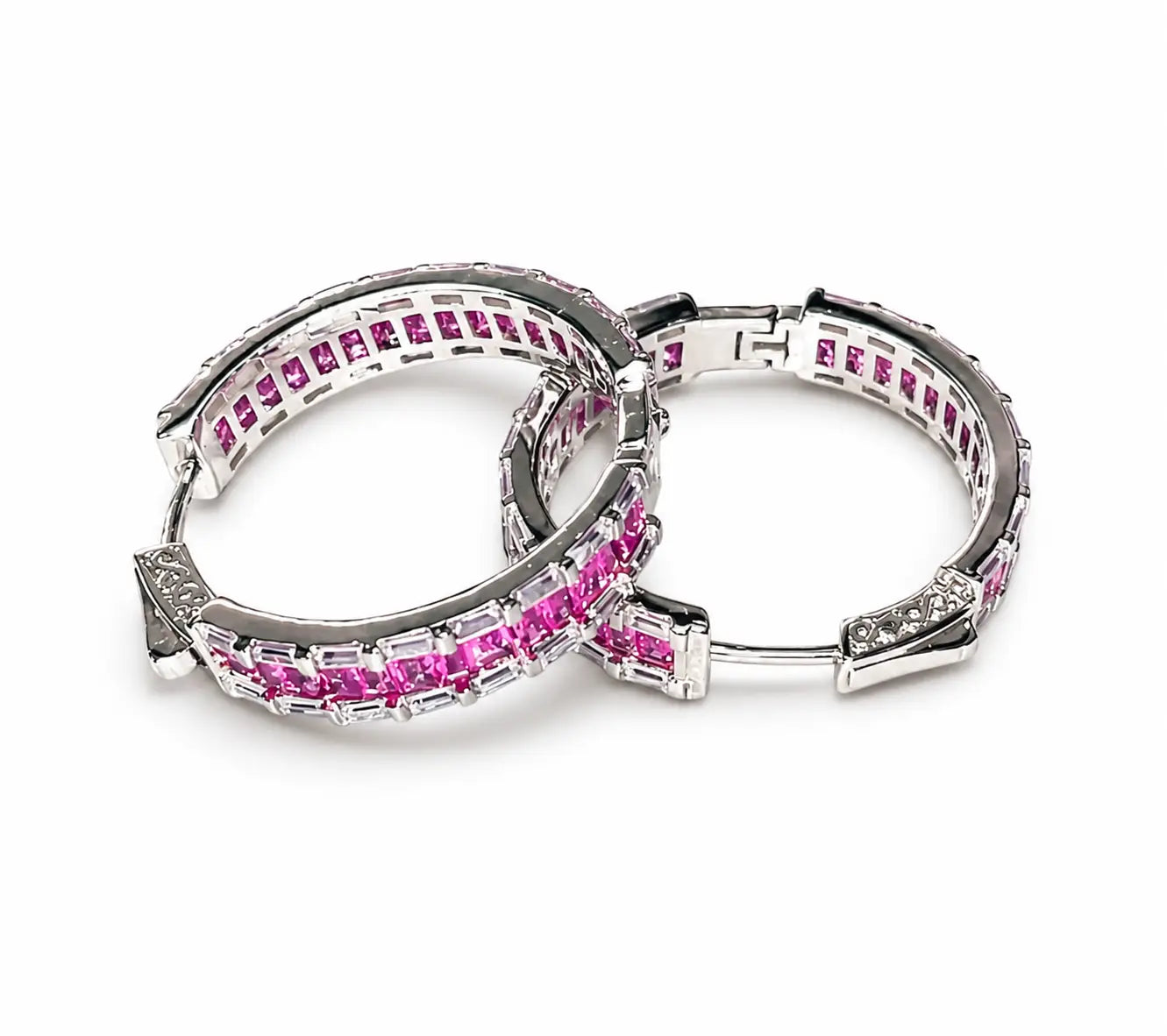Pink Sapphire Hoops