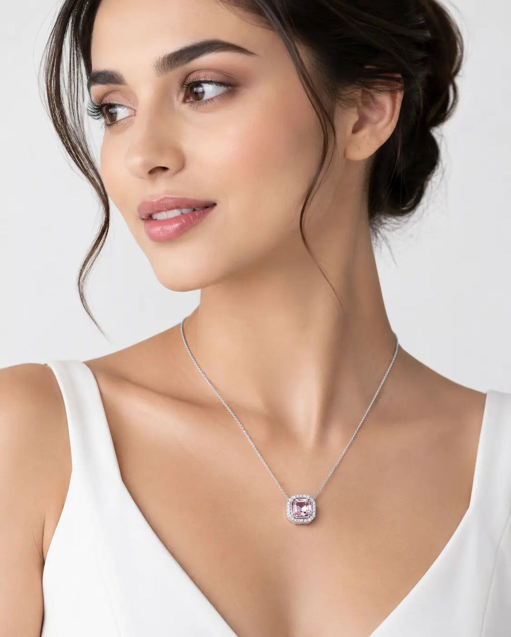 Rose Lumiere Halo Pendant Necklace