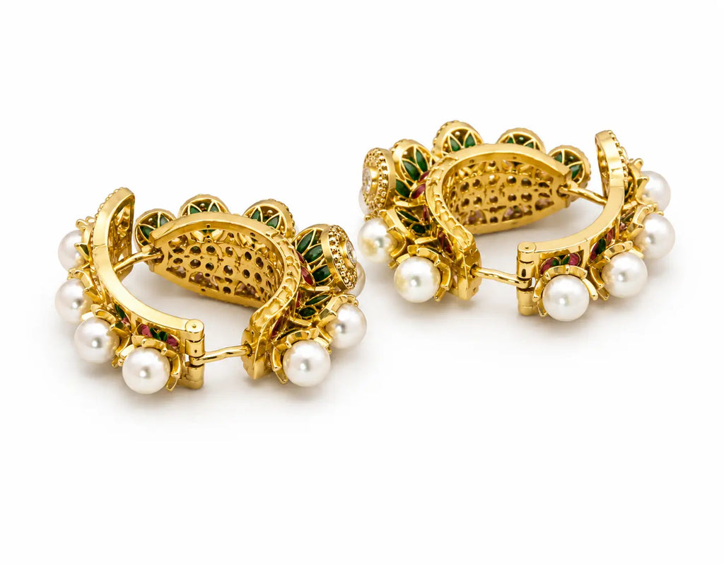 Rose Verde Pearl Halo Hoops