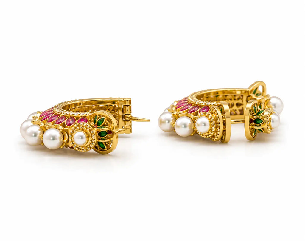 Rose Verde Pearl Halo Hoops