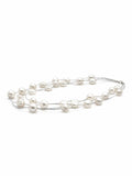 Serena Cascade Pearl Necklace Set (White pearl distant necklace)