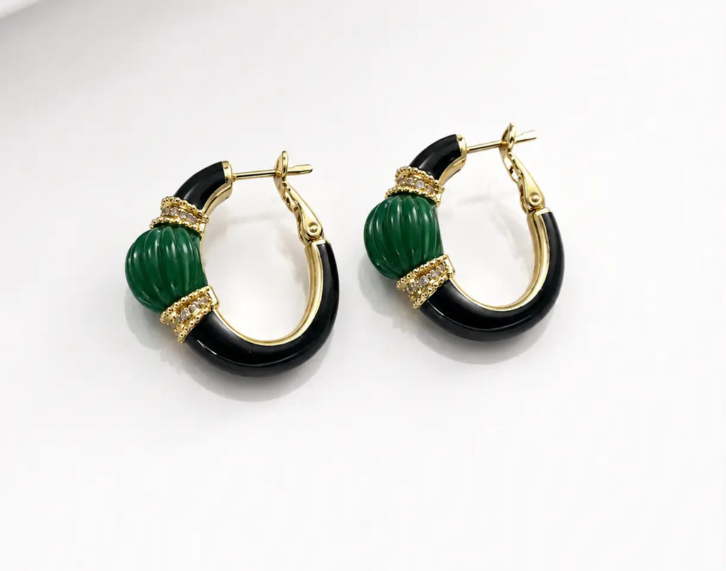 Verdant Noir Hoop Earrings