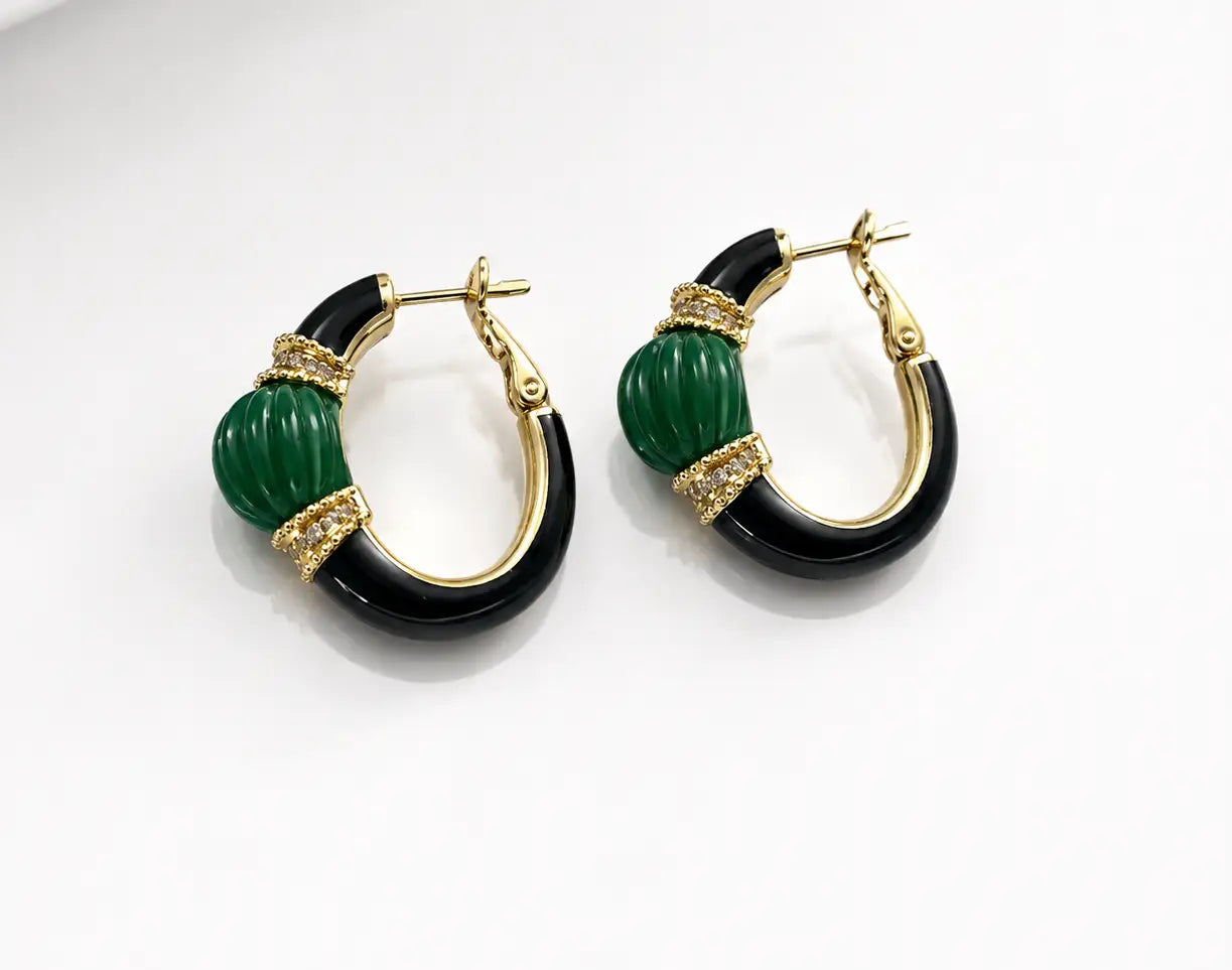 Verdant Noir Hoop Earrings