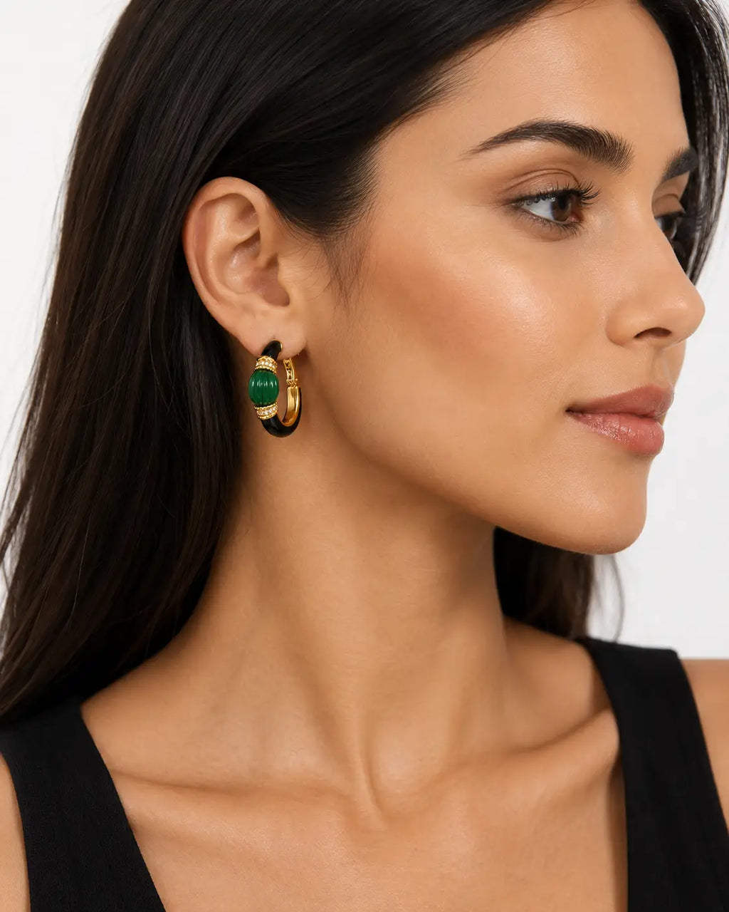 Verdant Noir Hoop Earrings